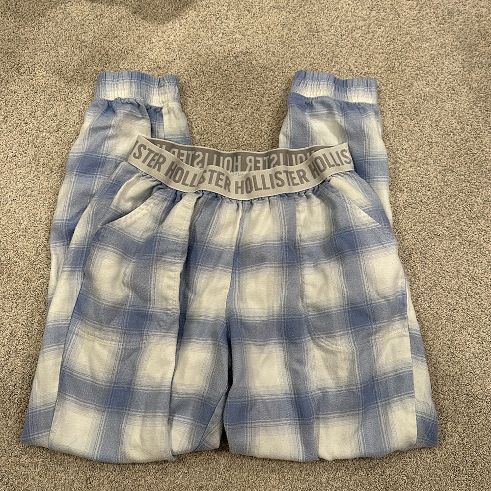 Hollister PJ Pants, Size Small, Blue and White Plaid